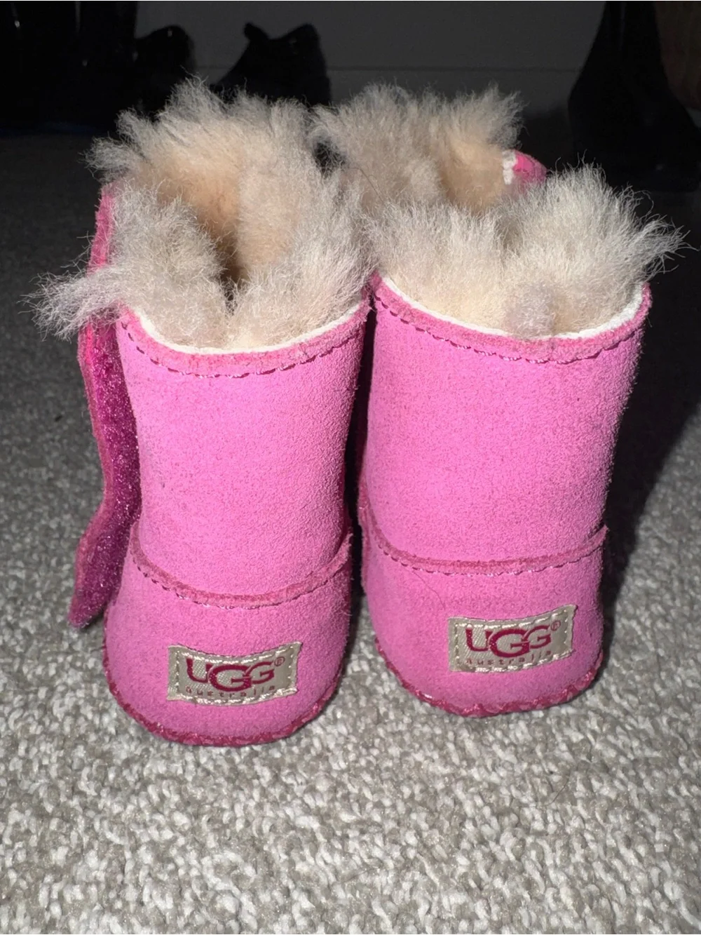 UGG Kids Pink Suede Faux-Fur Booties